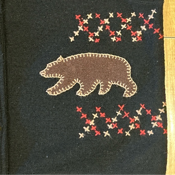 Vintage Woolrich Wool Sweater Vest Cabin Christmas Bear Size Medium - Picture 5 of 10